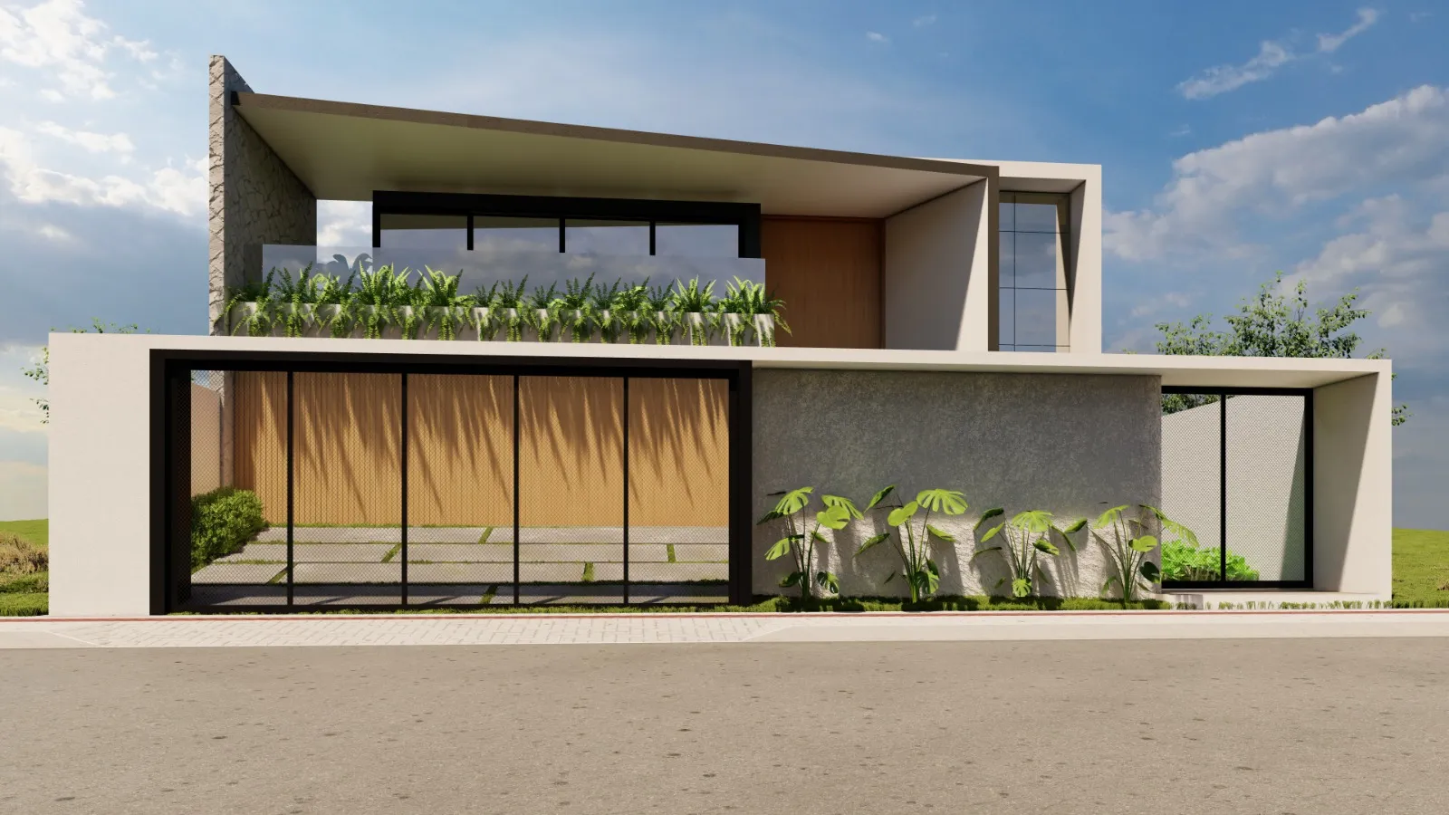 Residência contemporânea com jardim vertical, projeto Dinfla