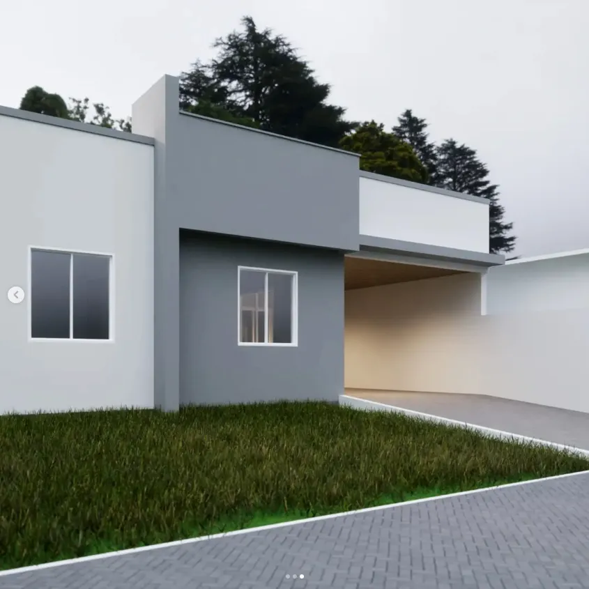 Projeto 3D — casa térrea de fachada minimalista